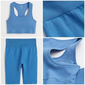 Women’s H&M set‎ of Seamless ribbed biker shorts Sz XL & sports bra Sz Large